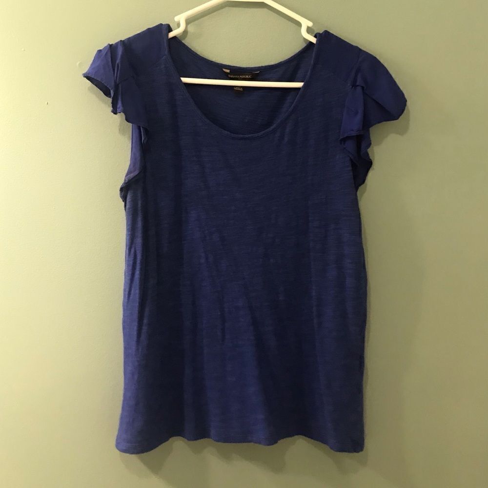 BANANA REPUBLIC Royal Blue “Size M” Ruffled Sleeve Top / Blouse